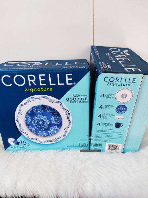 Corelle Signature 16pc Glass Lisbon Terrace Dinnerware Set, Furniture ...