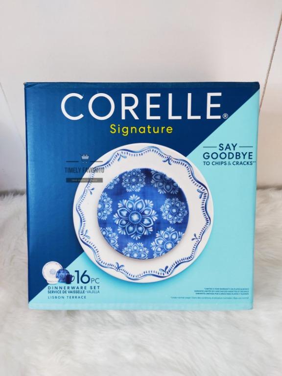 Corelle Signature 16pc Glass Lisbon Terrace Dinnerware Set, Furniture ...