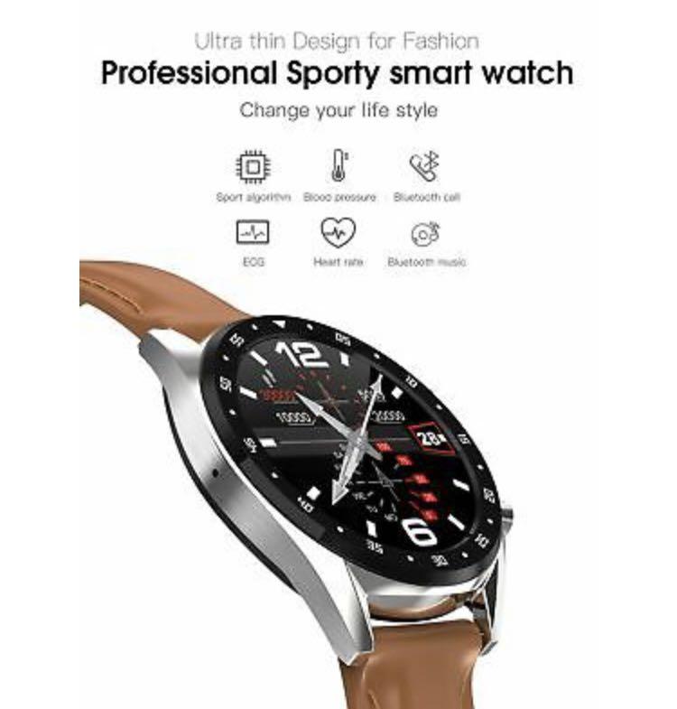 G7 Smartwatch Smart Watch ECG Brown Strap Android IOS Phone - Main Image