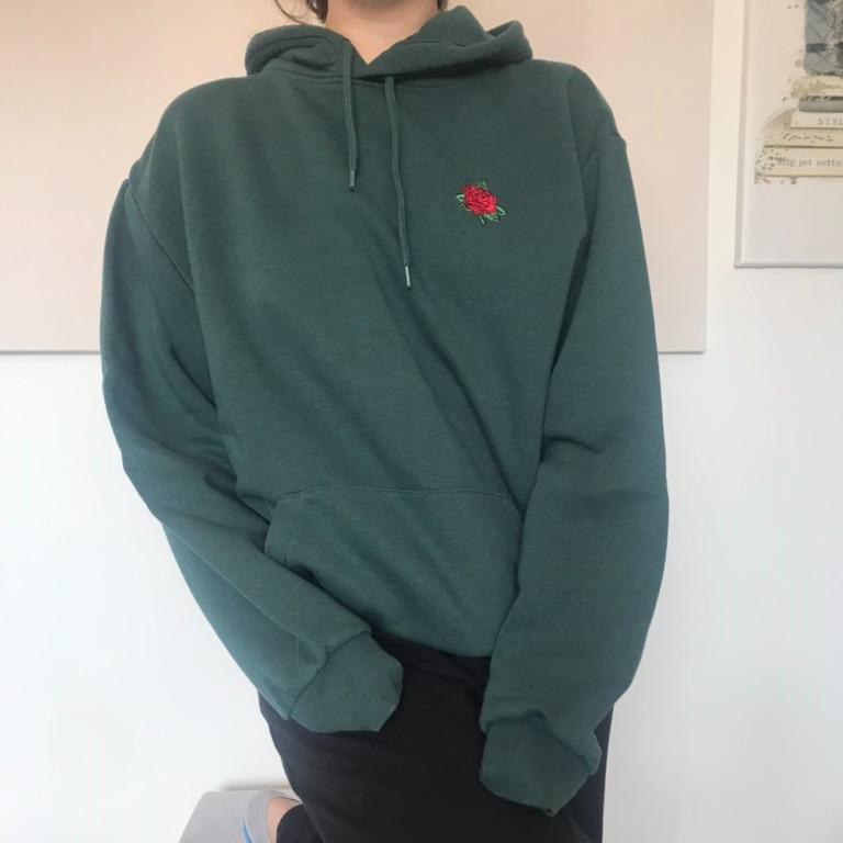 Green H M Rose Hoodie