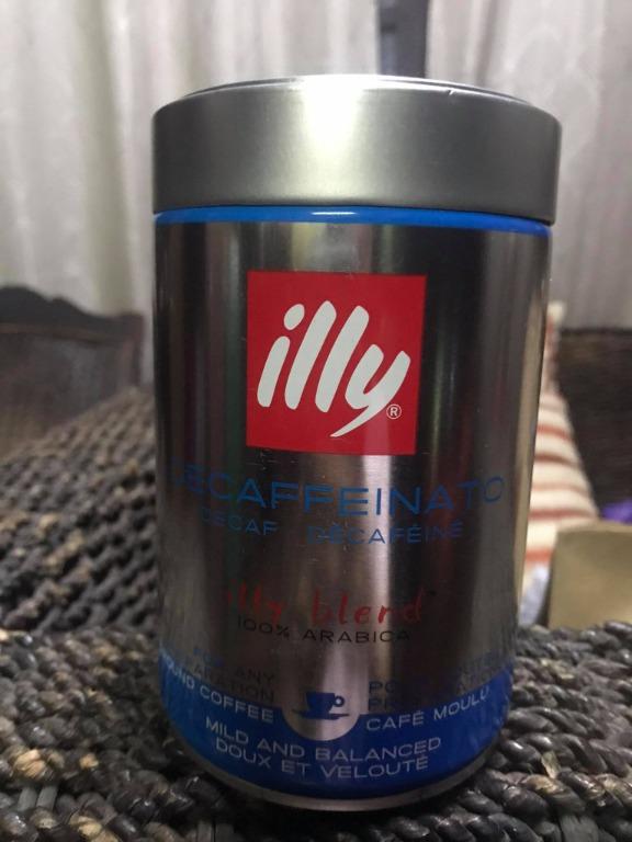 ILLY Decaffeinated Ground Coffee 250g (Category: Beverages) located in Quezon City. Submitted by abubotmanila (Listing ID 1106340612, Image 3). Description: ILLY Blend, Medium Roast Decaffeinated Rich and balanced with notes of caramel with less than 0.05% caffeine. ILLY ground espresso coffee is finely ground to provide optimal extraction with espresso machines that accept ground, tamped coffee. ILLY's distinctive blend of fine Arabica coffees w
