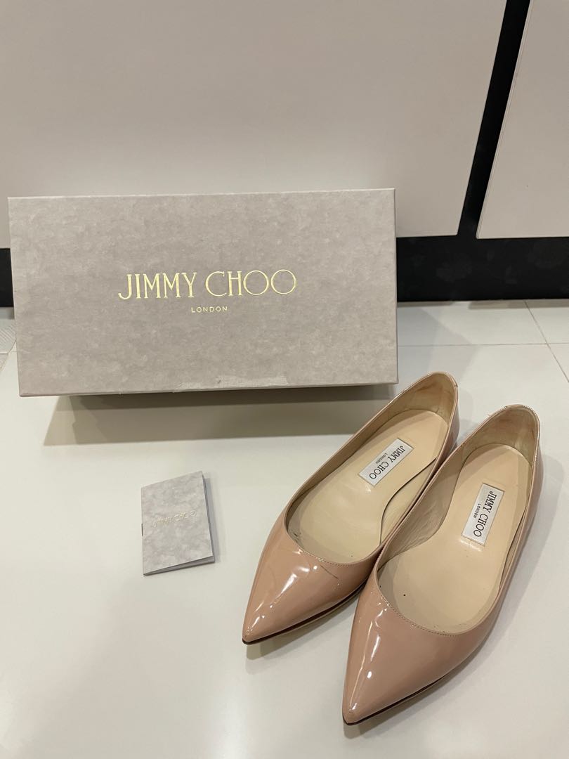 Jimmy Choo Size 39 Alina Patent Leather Flats in Powder Pink 