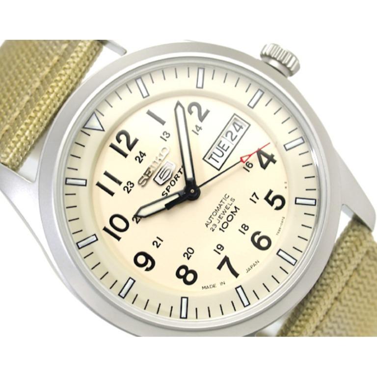 MADE IN JAPAN Seiko 5 SNZG07J1 SNZG07J SNZG07 SNZG Military Sport Beige Nylon Automatic Japan Men s Watch
