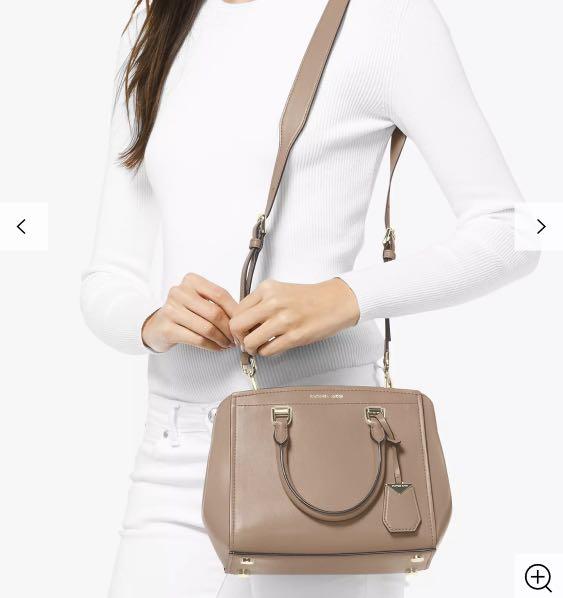 Benning medium leather and top logo satchel