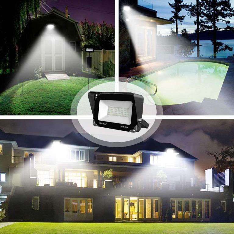Onforu Pack 60W LED FloodLight with Light Shield, 6000lm Super Bright  Security Lights, IP66 Waterproof Outdoor Flood Light, 5000K Daylight White,  Wall Lights for Yard, Garden, Playground, Patio [Energy Class A++],