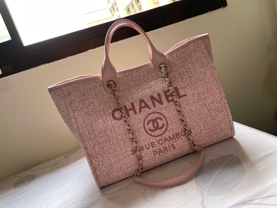 Rare- 2021 Chanel Deauville Pink Tweed Full Set with original receipt,  Luxury, Bags & Wallets on Carousell