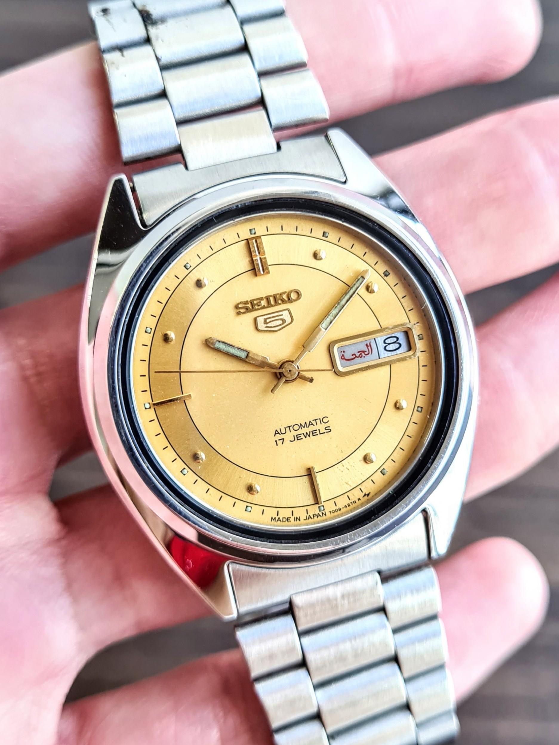 Rare Gold Dial Seiko 5 Day-Date 7009-3041 Automatic Watch, Men's Fashion,  Watches & Accessories, Watches on Carousell