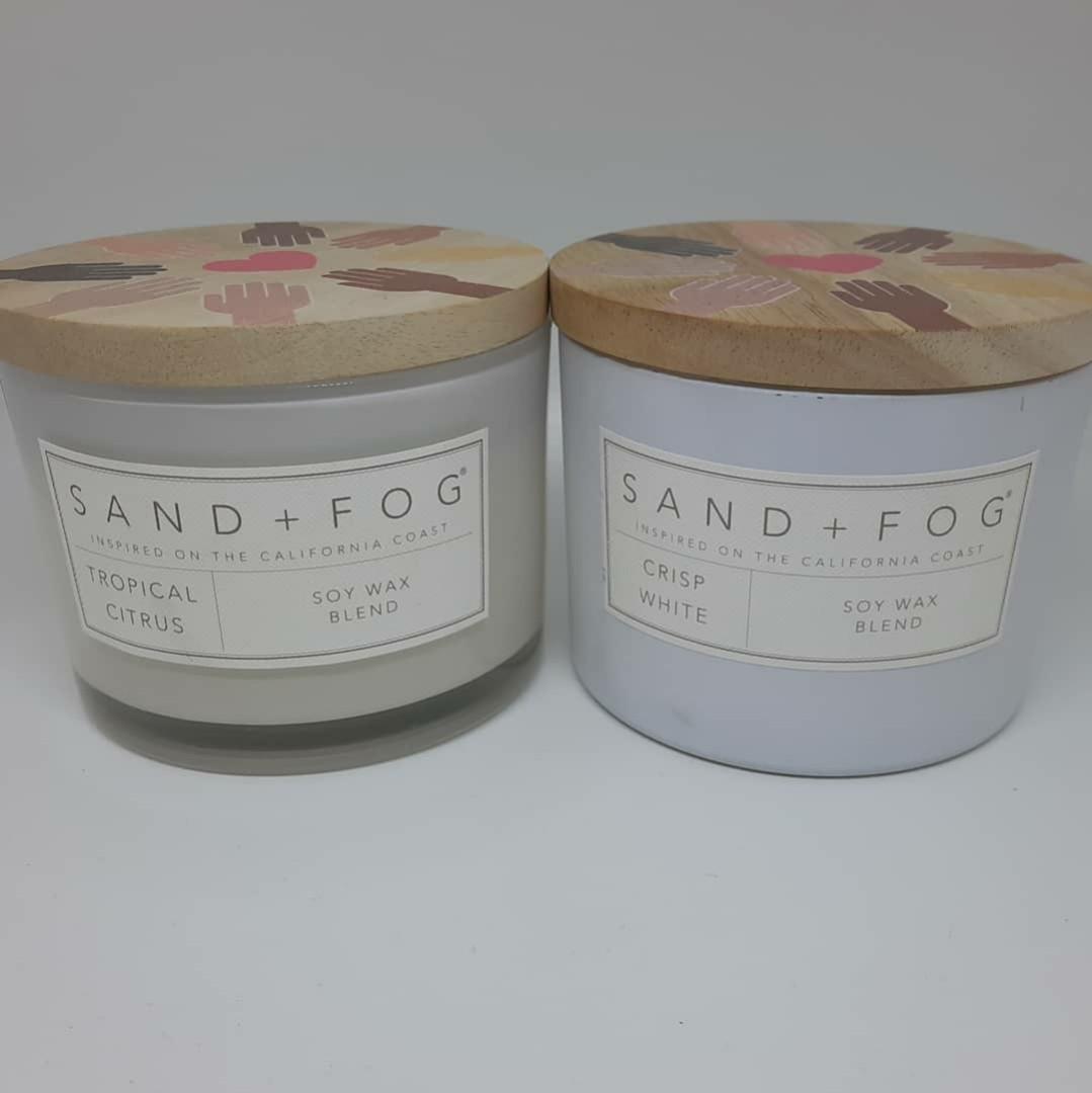 Sand + Fog Double Wick Ocean & Sea Salt Candle with Lid 12 Oz 