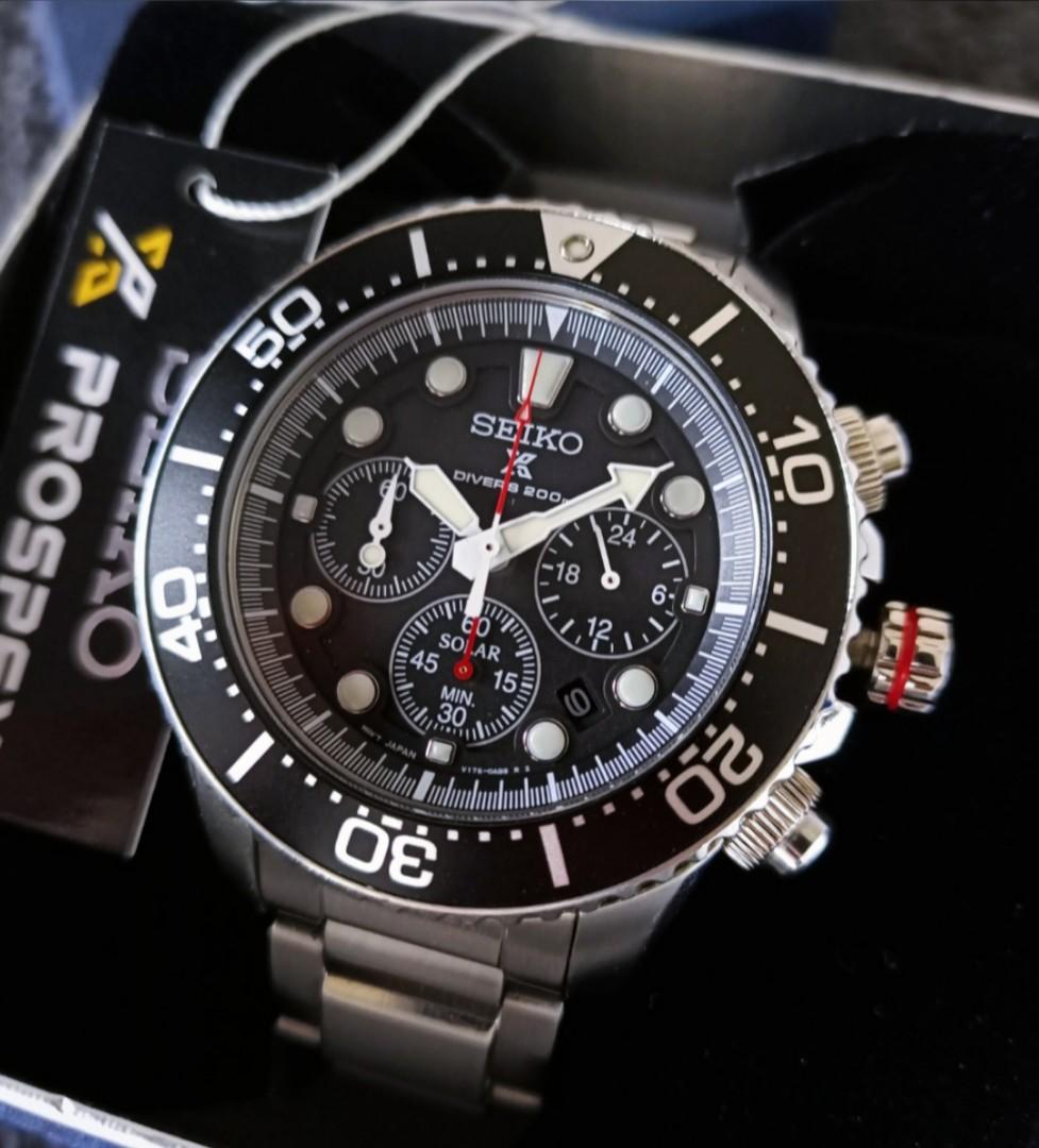 Seiko Solar Chronograph Black Quartz Prospex Divers Watch SSC015P1, Men's  Fashion, Watches & Accessories, Watches on Carousell