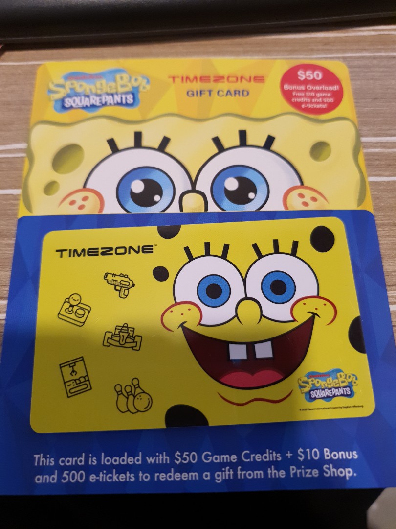 Timezone Gift Card with 50 Spongebob edition, Hobbies & Toys, Toys