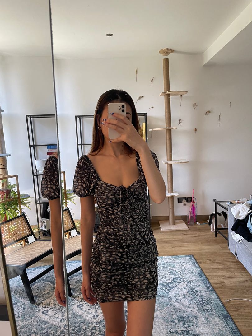 TOPSHOP mini puff sleeve bodycon, UK6 