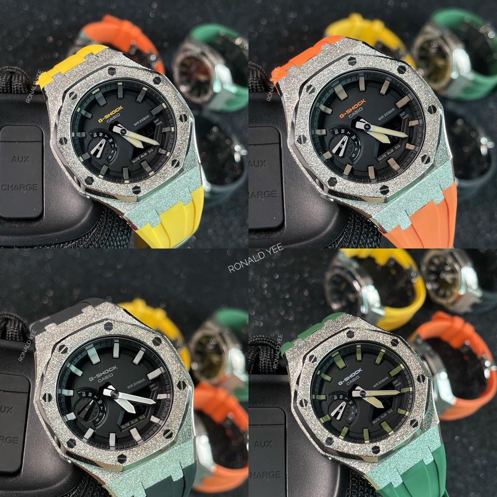 VARIOUS CASIOAK IN FRONSTED BEZEL AND RUBBER SILICONE STRAP casioak frosted bezel GA 2100