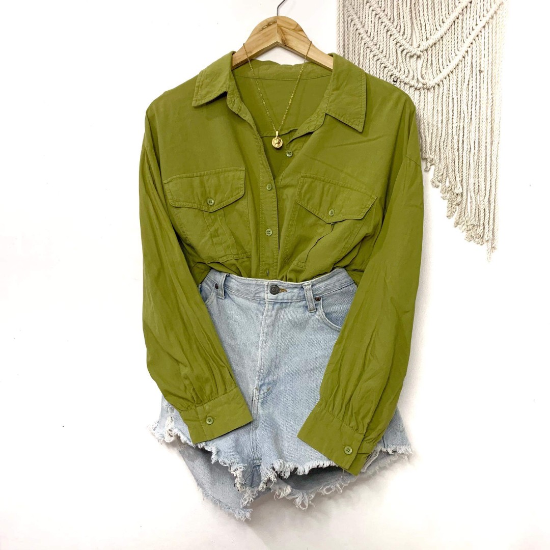 Apple green longsleeve, Women's Fashion 