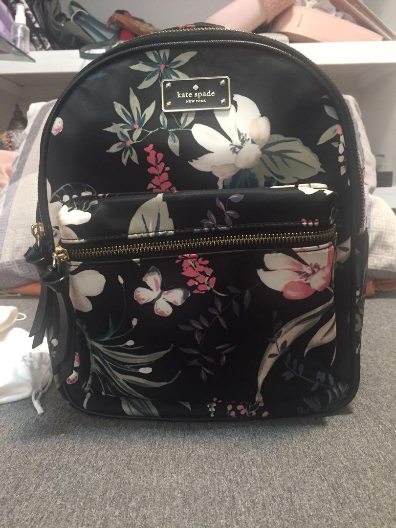 Authentic KATE SPADE New York Small Bradley Wilson Road Floral Nylon Black  Backpack Preloved, Women's Fashion, Bags & Wallets, Backpacks on Carousell