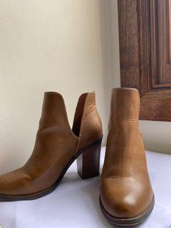 Brown faux leather boots