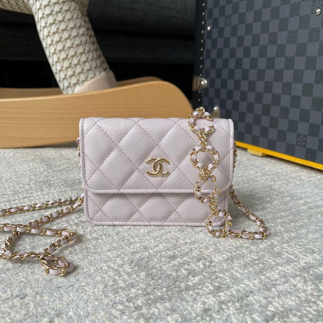 Chanel  Classic Flap Cardholder on Chain  White Caviar  GHW  Brand New   Bagista