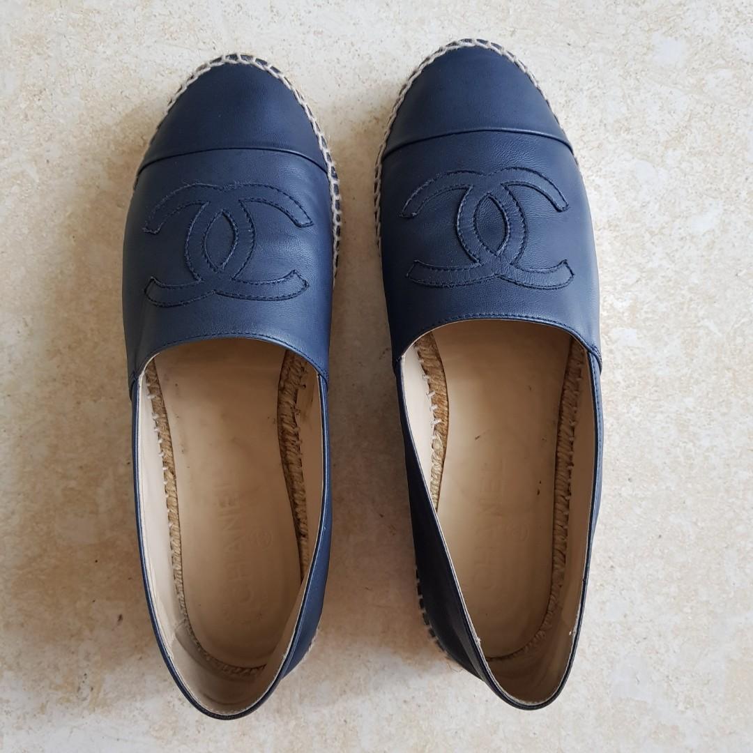 CHANEL ESPADRILLES BLUE SIZE 39 FITS 37.5 - 38, Luxury, Sneakers