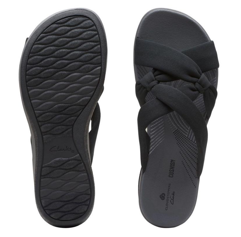 Clarks UK3 Women s Casual Arla Rae Black Solid Textiles Sandal