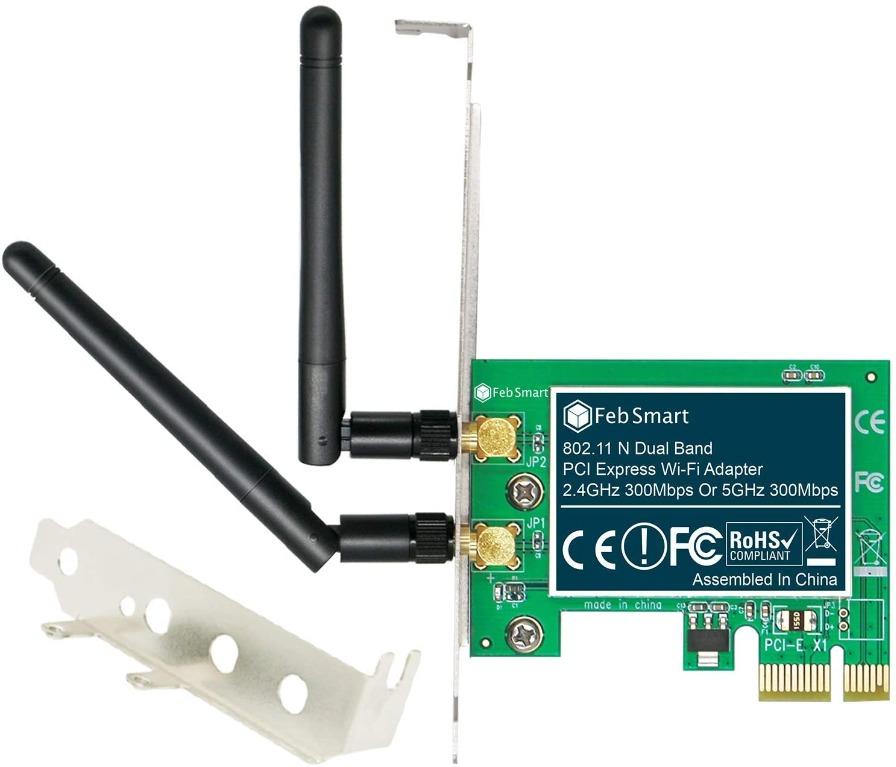 FebSmart Wireless Dual Band N600 (2.4GHz 300Mbps or 5GHz 300Mbps) PCI  Express (PCIe) Wi-Fi