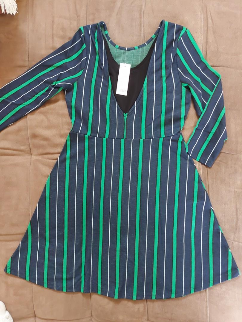 Gina Tricot Green Navy Dress Tunik 