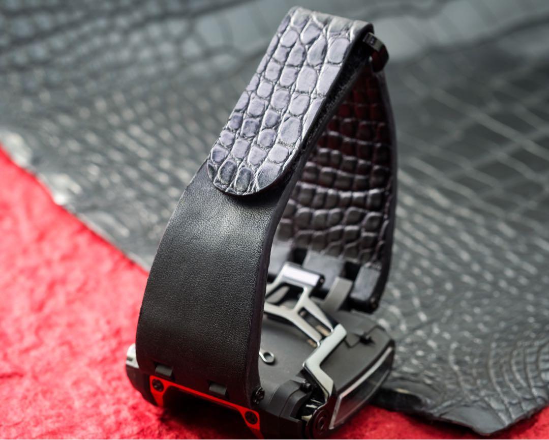 Custom Strap 23mm For Blancpain Fifty Fathoms in Black Barenia