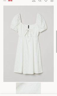 H&M 洋裝 公主袖 蓬蓬袖 白色 洋裝