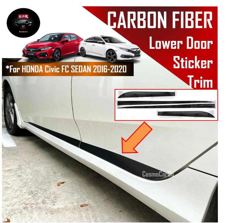 HONDA Civic 10th Gen CARBON FIBER 3D 4 Pcs Lower Door Panel Cover Sticker  Guard Decoration
