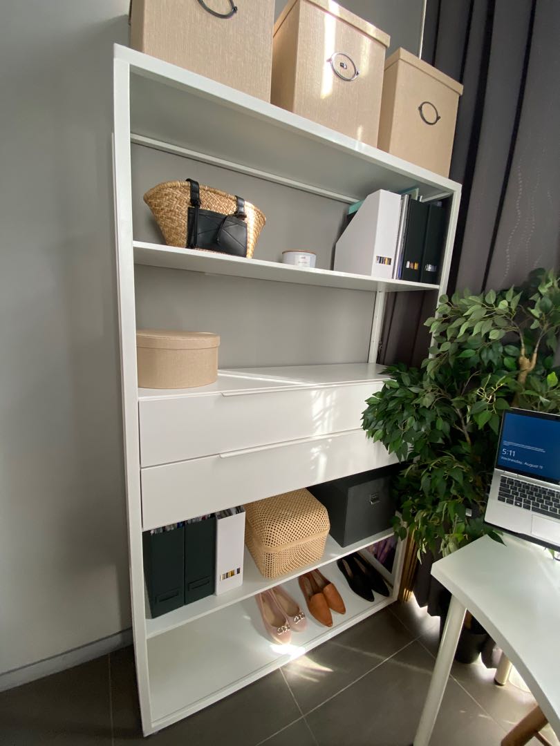 IKEA FJALKINGE shelf unit with 2 drawers, Furniture & Home Living