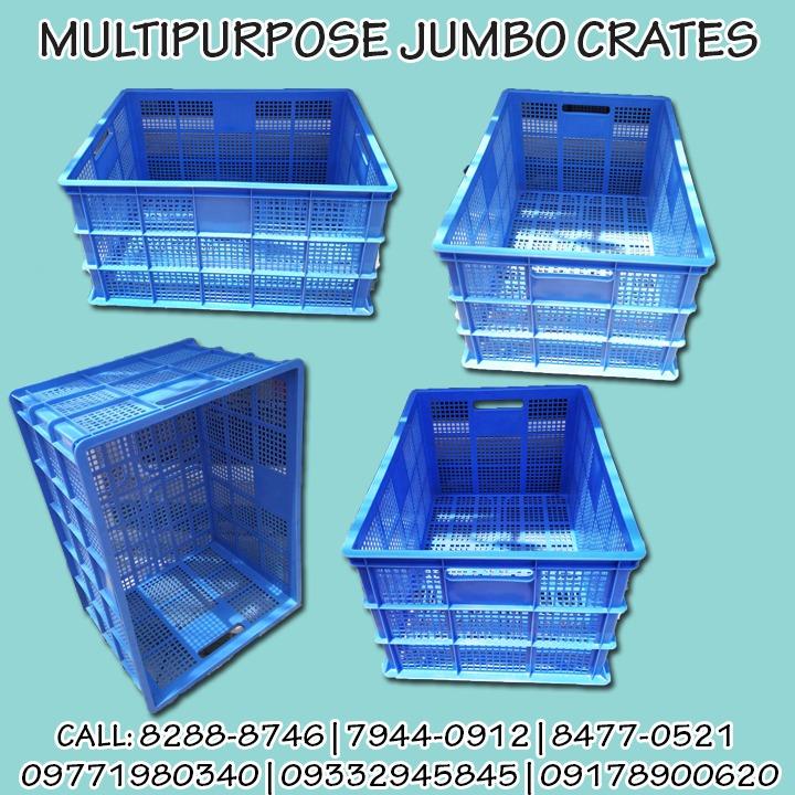 jumbo crates (Category: Storage Boxes & Baskets) located in Marikina City. Submitted by irene.00999 (Listing ID 1106420422, Image 2). Description: plastic crates made of HDPE material we have: multi purpose crate closed crate base crate open handle base crate closed handle grande crate bottle crate cover crate ice crate harvest crate perforated harvest crate closed wall bread crate egg crate egg tray perforated vegetable crate multi purpose jumbo