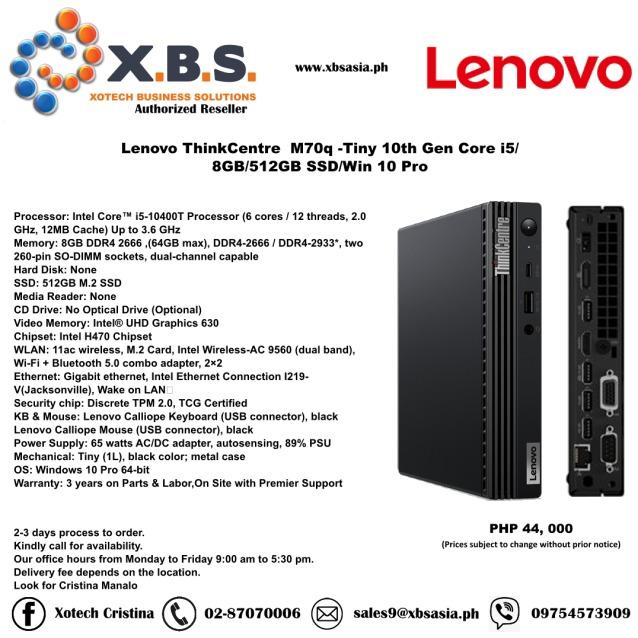 Lenovo 2022 ThinkCentre M70Q Tiny Client Desktop PC Intel 6-Core i5-10400T  16GB DDR4 256GB M.2 SSD 1TB HDD UHD Graphics 630 WiFi AX BT5.1 RJ45 USB-C H 