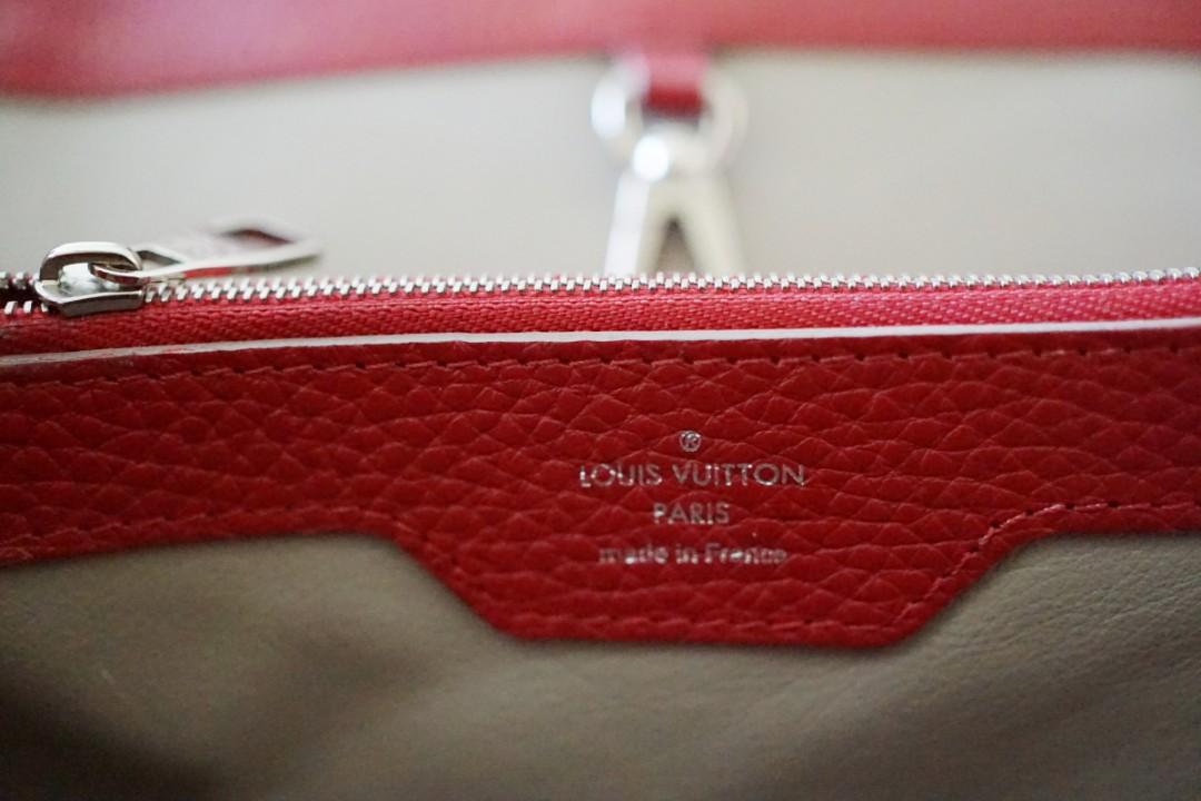 lv louis vuitton capucines mm red authentic, Fesyen Wanita, Tas \u0026 Dompet di  Carousell