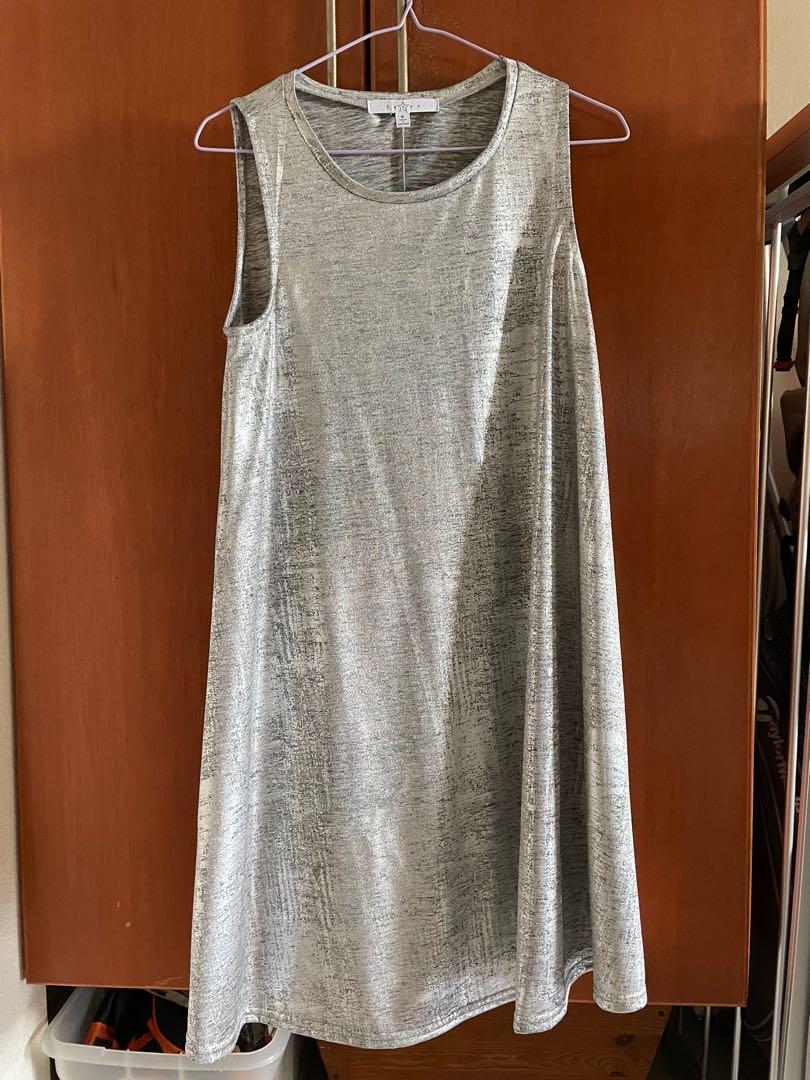 Metallic Silver Swing Dress S Women s Fashion Dresses Sets