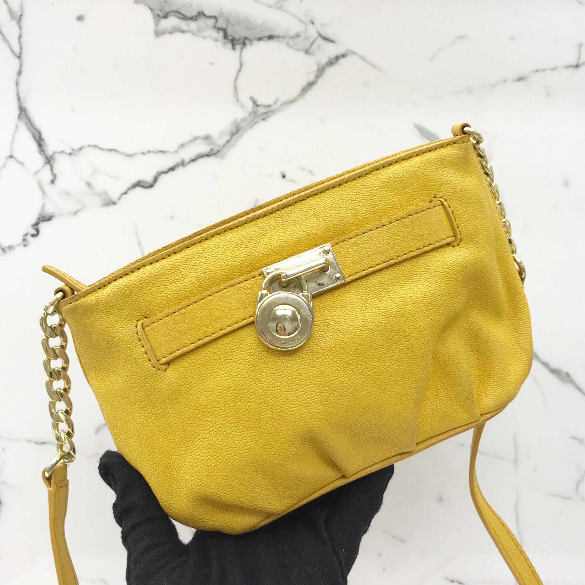 mk yellow sling bag