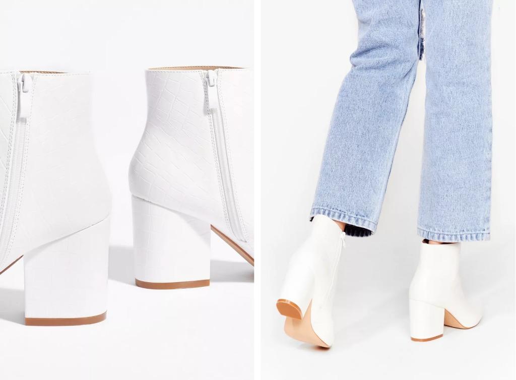 Nasty Gal White Pointed Block Heel Ankle Boots UK size 3 US size 5