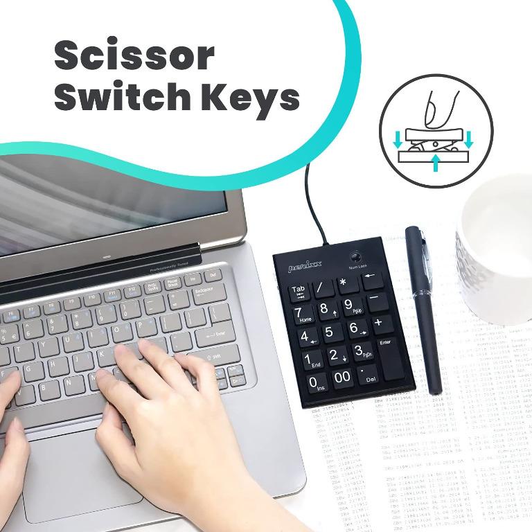 Perixx PERIPAD202UB, Numeric Keypad for Laptop USB Tab Key Feature Full Size 19 Keys