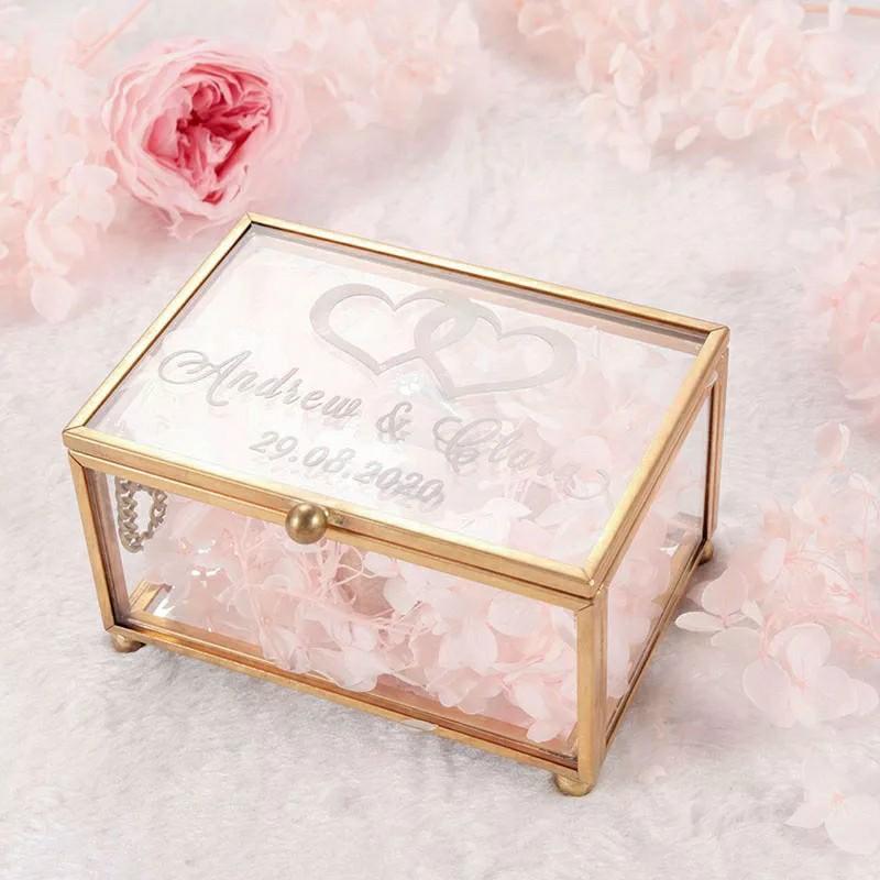 1set Personalized Geometrical Clear Glass Jewelry Box Ring Jewelry