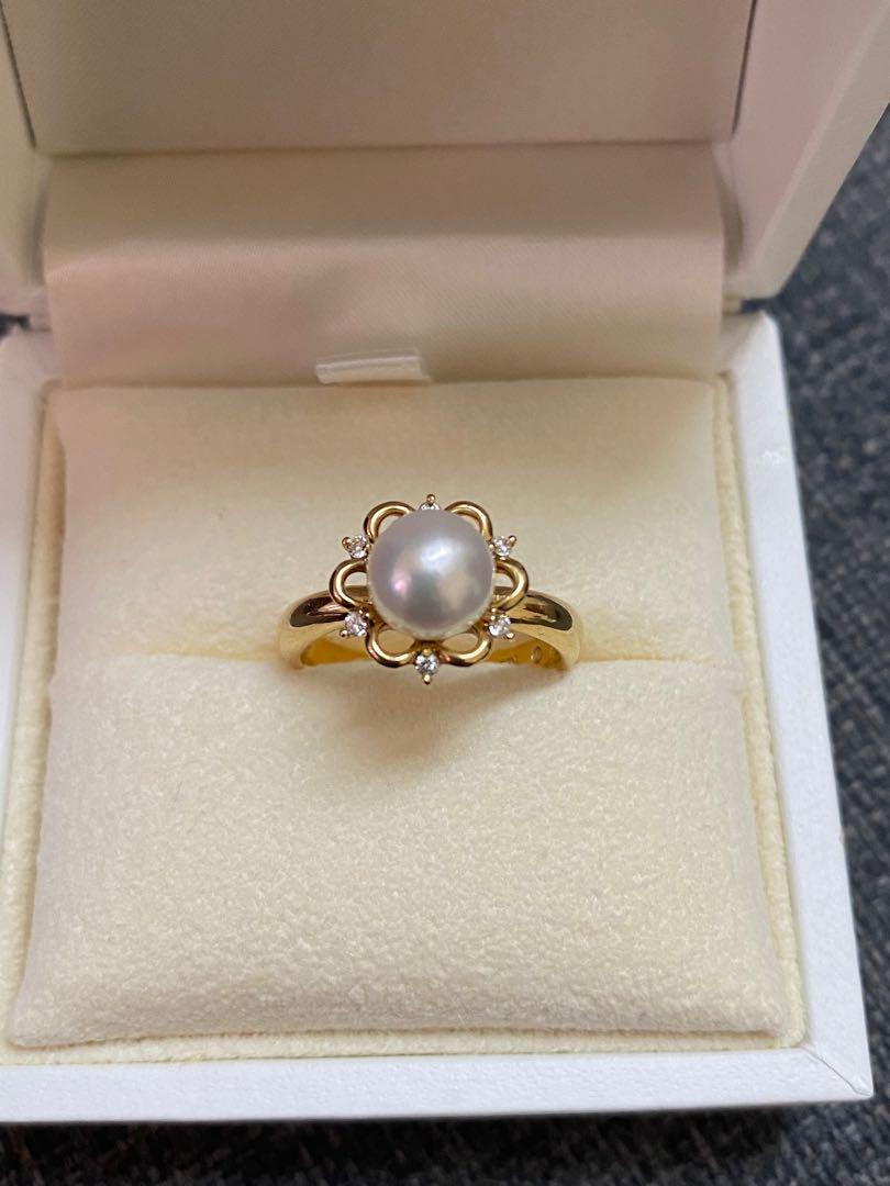 Japan jewelry brand Vendome Aoyama K18/18K/750 Akoya pearl ring