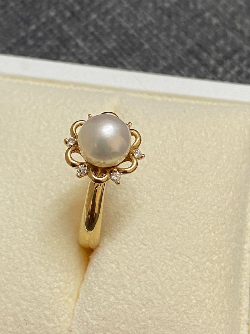 Japan jewelry brand Vendome Aoyama K18/18K/750 Akoya pearl ring