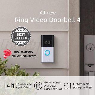 Ring Video Doorbell 4 battery door bell 4-second color video previews cctv viewer motion detection amazon alexa chime nest arlo