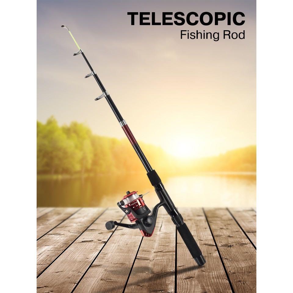 Rod Memancing Teleskopik  Telescopic Fishing Rod, Sports Equipment, Fishing  on Carousell