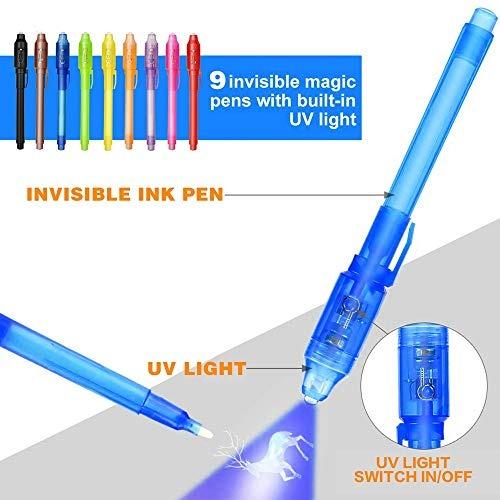 6x Invisible Magic Pen Assorted Colours Revealing UV Light Party 