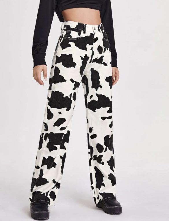 SHEIN Cow Print Wide Leg Jeans/Pants 