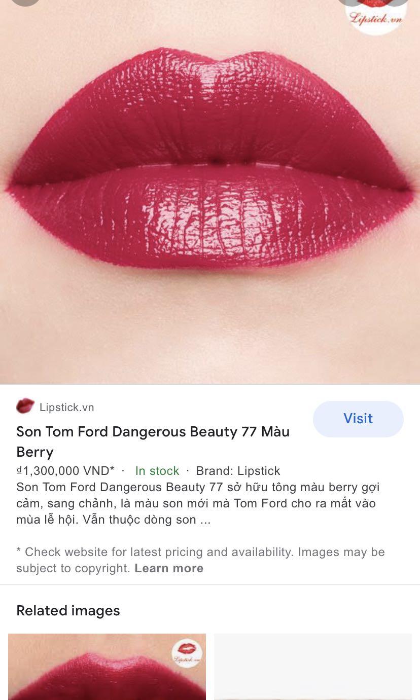Tom Ford Lip Color in Dangerous Beauty and Autoerotique, Beauty & Personal  Care, Face, Makeup on Carousell
