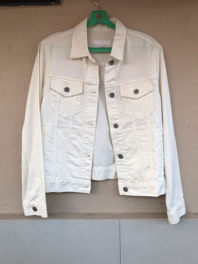 Uniqlo white denim new arrivals jacket