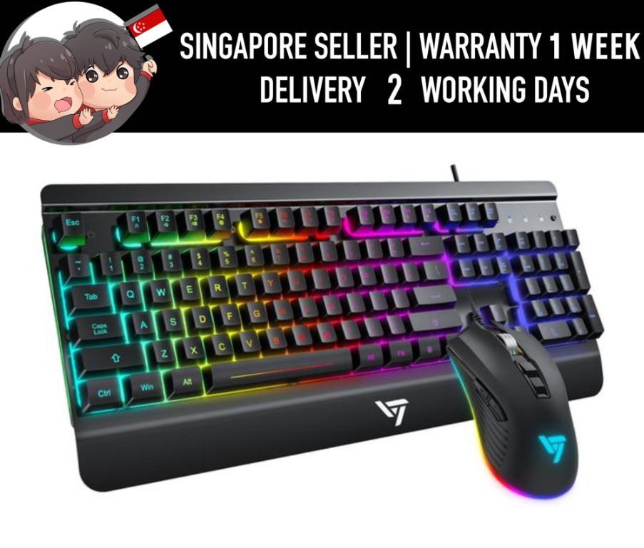 Victsing PC279A Wired Gaming Keyboard and Mouse Rainbow Backlit 1548