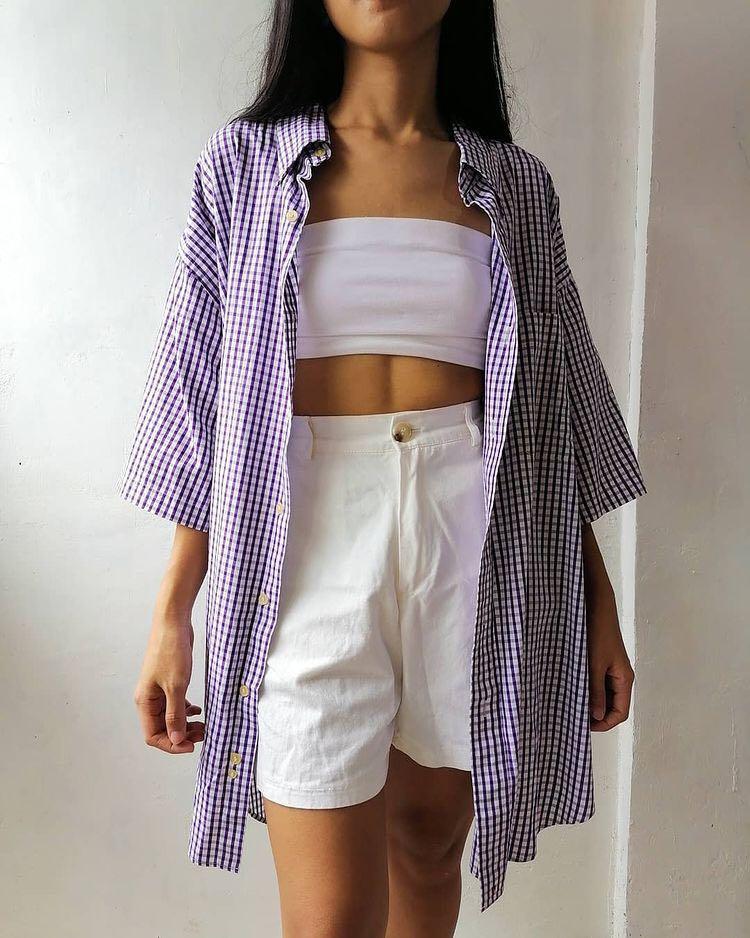 Oversized checkered polo