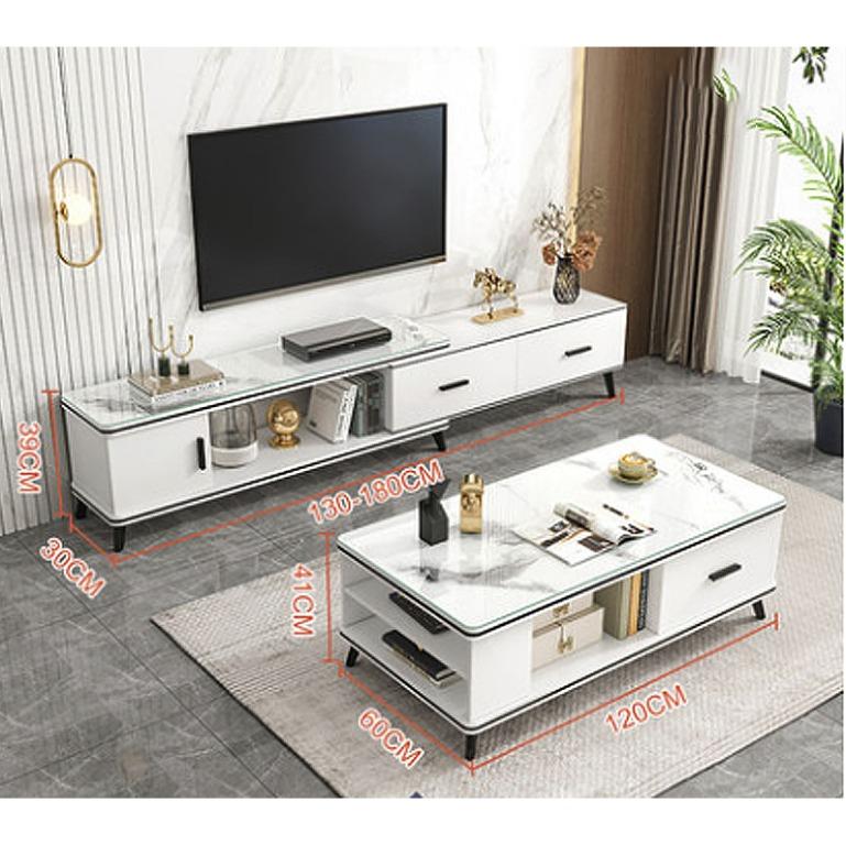 White coffee table on sale and tv stand