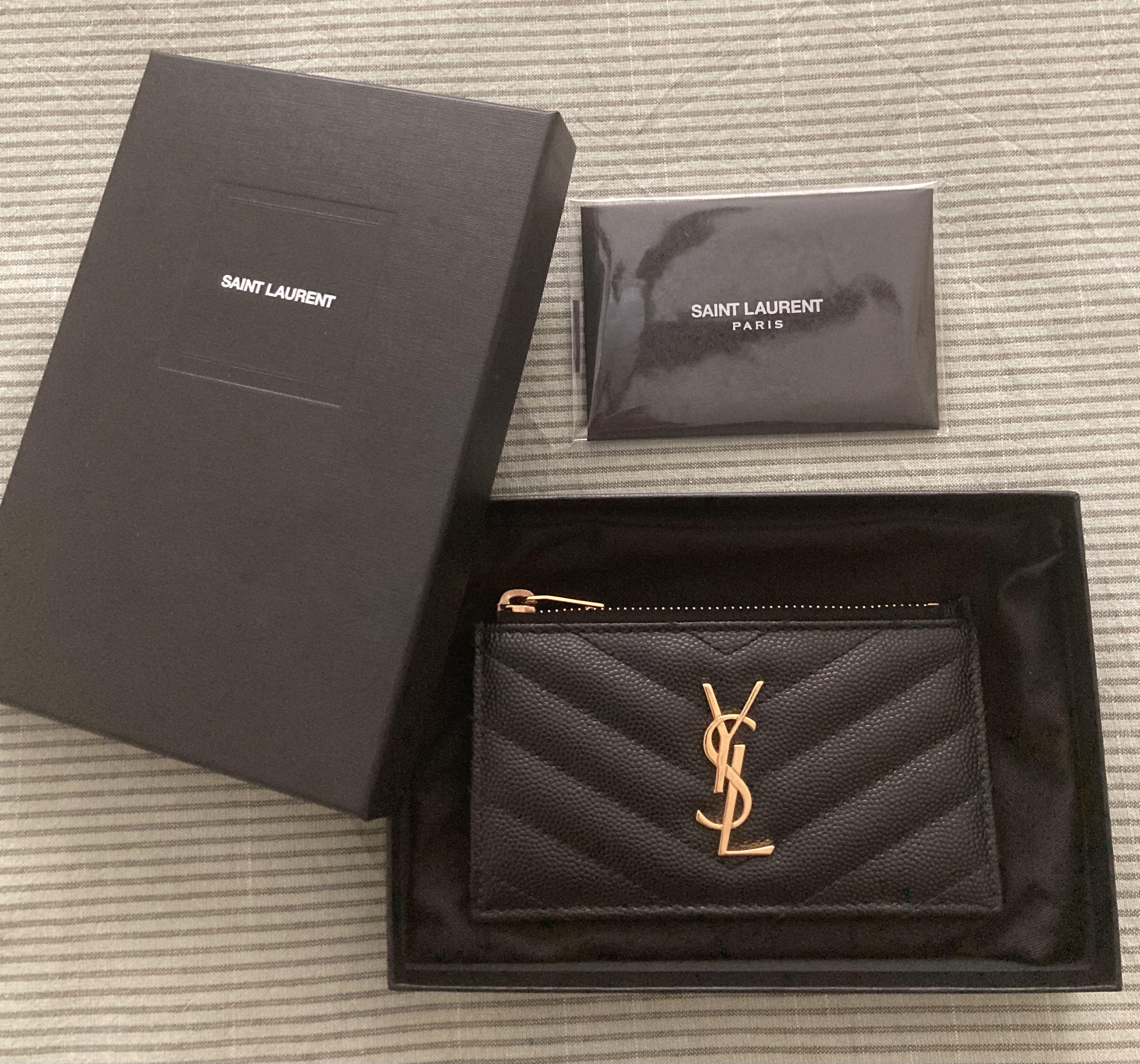 Saint Laurent Zip Fragments YSL Monogram Pouch Card Case Wallet