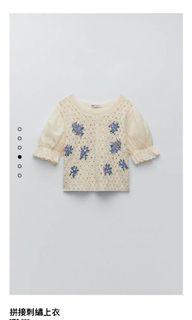 Zara 公主袖 蓬蓬袖 刺繡 編織 上衣
