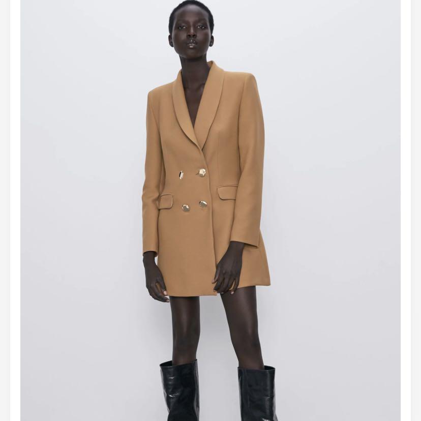Zara Camel Brown Blazer Coat Dress Women s Fashion Dresses